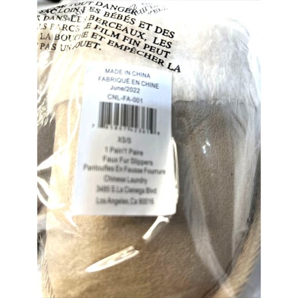 Chinese Laundry Womens Slippers Tan/Cream Faux Fur Size XS/S NWT - Picture 8 of 8